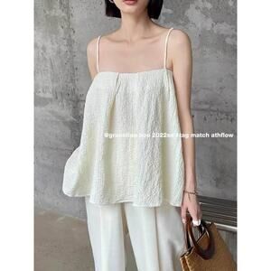 Cream White textured babydoll tank small